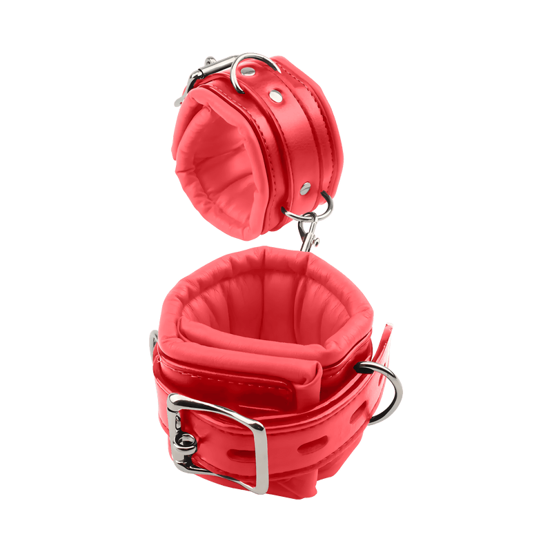 Fixxx - Menottes rembourrées - Cuir PU - Rouge-Erotiekvoordeel.nl