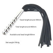 Fixxx - Zweep met Metalen Dildo Handvat - RVS - Zwart-Erotiekvoordeel.nl