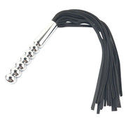 Fixxx - Zweep met Metalen Dildo Handvat - RVS - Zwart-Erotiekvoordeel.nl