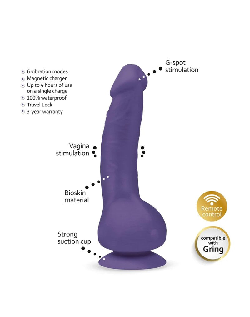 G-Vibe - G-Real2 - Vibrerende Dildo Met Zuignap - Paars-Erotiekvoordeel.nl