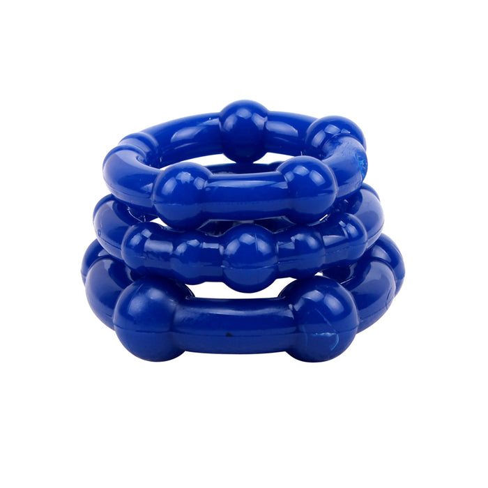 GK Power - Beaded Cockringen Set - 3 stuks - Blauw-Erotiekvoordeel.nl