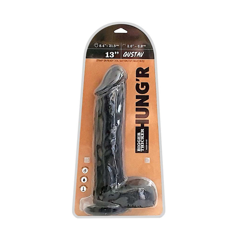 HUNG'R - Gustav - Dildo - Zwart - 33 cm - Ø 6.8 cm-Erotiekvoordeel.nl