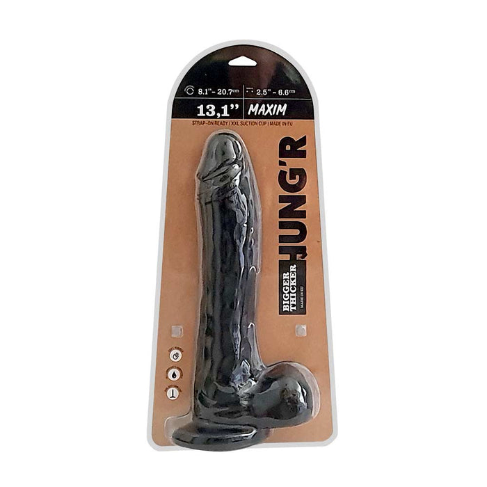 HUNG'R - Maxim - Dildo - Zwart - 33.5 cm - Ø 6.6 cm-Erotiekvoordeel.nl