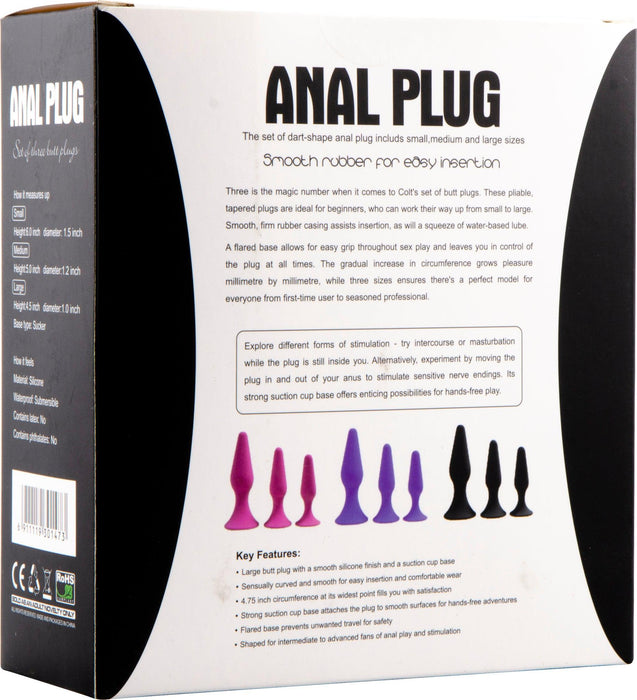 Hands Free Anaal Plug - Set van 3 - Zwart-Erotiekvoordeel.nl