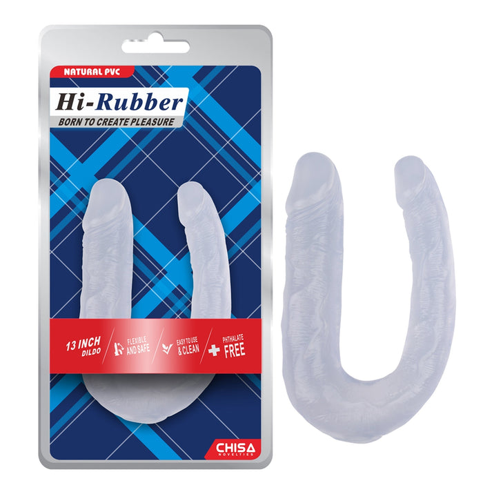 Hi-Rubber - Dubbele Dildo - 33 cm - Transparant-Erotiekvoordeel.nl