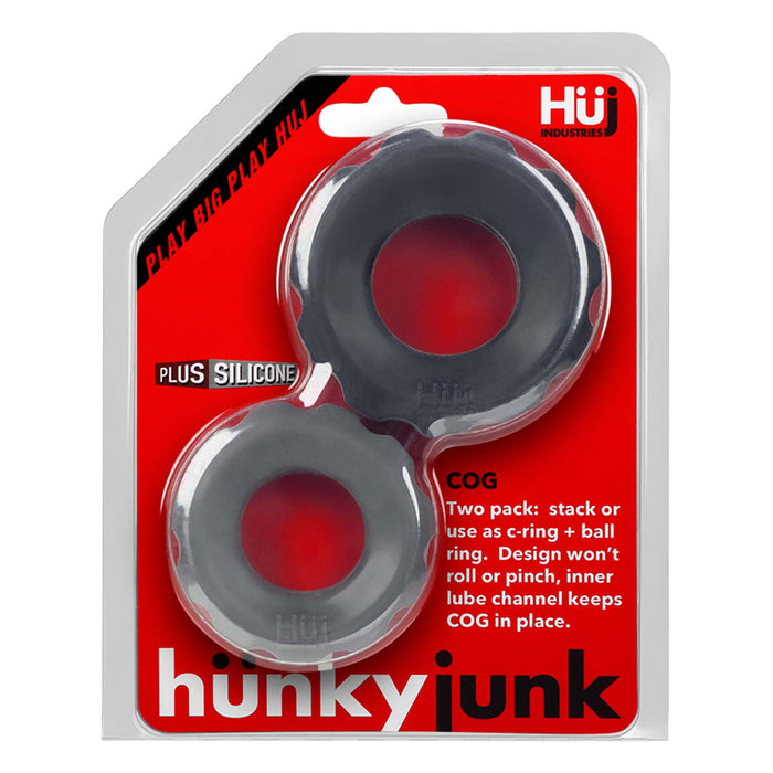 Hünkyjunk - Cog Ring - Set 2 Cockringen - Zwart/Grijs-Erotiekvoordeel.nl