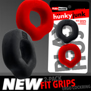 Hünkyjunk - Fit Rings - ErgoFit Penisringe - Zweierpack - Schwarz/Rot - Erotiekvoordeel.nl