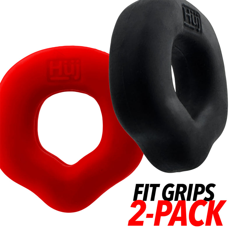 Hünkyjunk - Fit Rings - ErgoFit Penisringe - Zweierpack - Schwarz/Rot - Erotiekvoordeel.nl