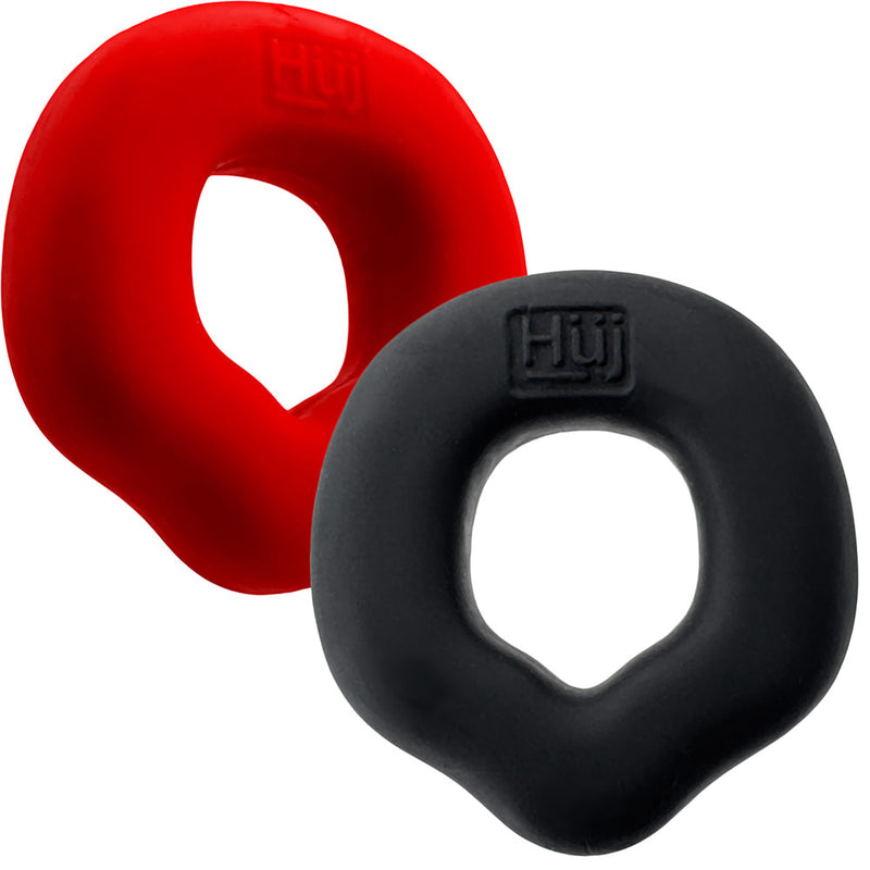Hünkyjunk - Fit Rings - ErgoFit-Penisringe - 2er-Pack - Schwarz/Rot - Erotiekvoordeel.nl