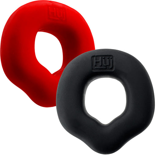 Hünkyjunk - Fit Rings - Anelli fallici ErgoFit - Due pezzi - Nero/Rosso-Erotiekvoordeel.nl