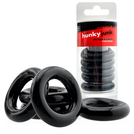 Hünkyjunk - Jacker - 5-Stack Stackable Penis Rings - Black - Erotiekvoordeel.nl