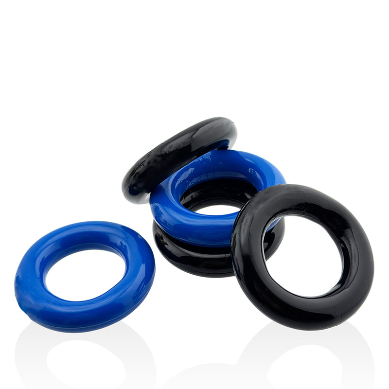 Hünkyjunk - Jacker - 5-Stack Stapelbare Cockringen - Zwart/Blauw-Erotiekvoordeel.nl