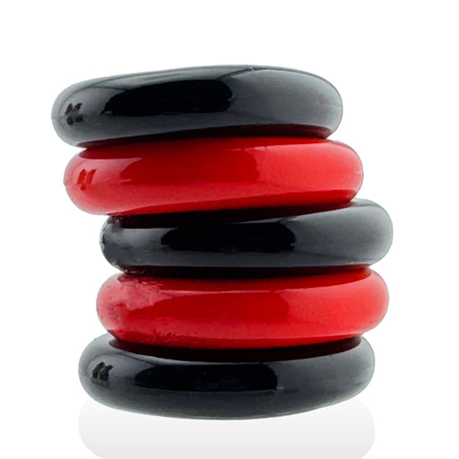 Hünkyjunk - Jacker - 5-Stack Stackable Cock Rings - Black/Red - Erotiekvoordeel.nl