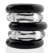 Hünkyjunk - Jacker - 5-Stack Stapelbare Cockringen - Zwart/Transparant-Erotiekvoordeel.nl