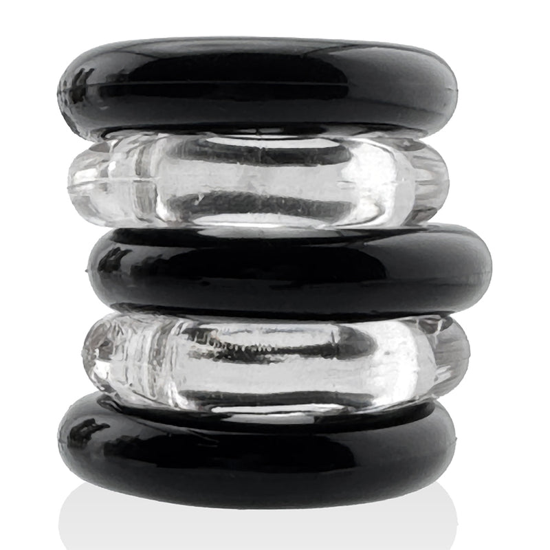 Hünkyjunk - Jacker - 5-Stack Stapelbare Cockringen - Zwart/Transparant-Erotiekvoordeel.nl