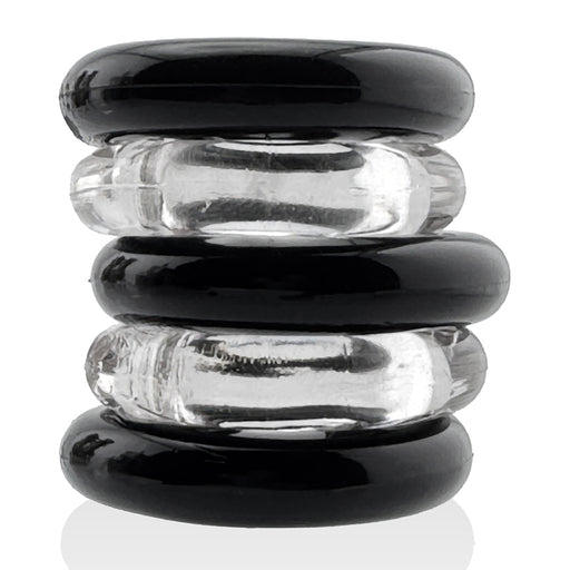 Hünkyjunk - Jacker - 5-Stack Stackable Penis Rings - Black/Transparent - Erotiekvoordeel.nl