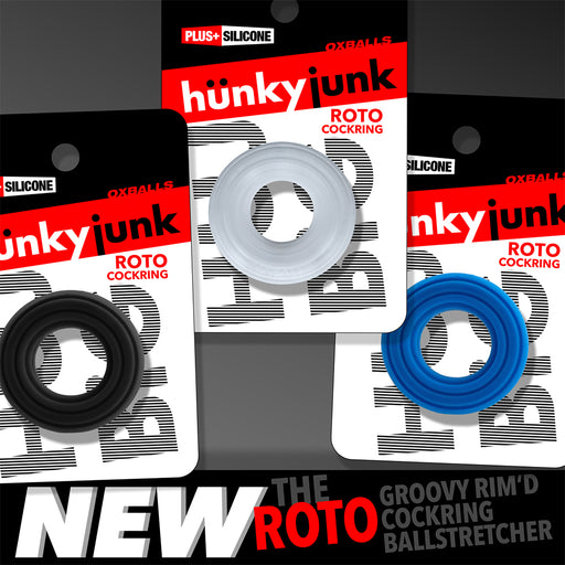 Hünkyjunk - Roto - Ribbed Penis Ring - Blue - Erotiekvoordeel.nl