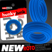 Hünkyjunk - Roto - Geribbelde Cockring - Blauw-Erotiekvoordeel.nl