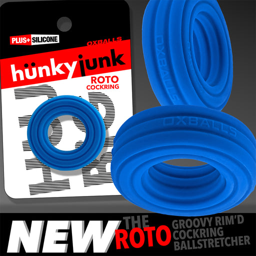 Hünkyjunk - Roto - Ribbed Penis Ring - Blue - Erotiekvoordeel.nl