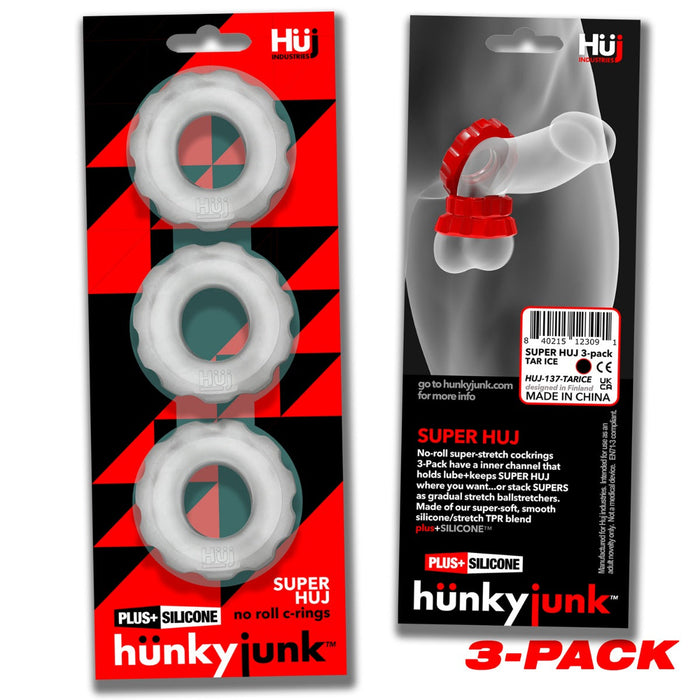 Hünkyjunk - SUPER HUJ 3-pack Cockrings Clear Ice-Erotiekvoordeel.nl