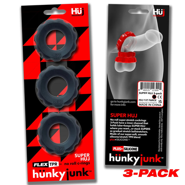 Hünkyjunk - SUPER HUJ 3-pack Cockrings Tar Ice-Erotiekvoordeel.nl