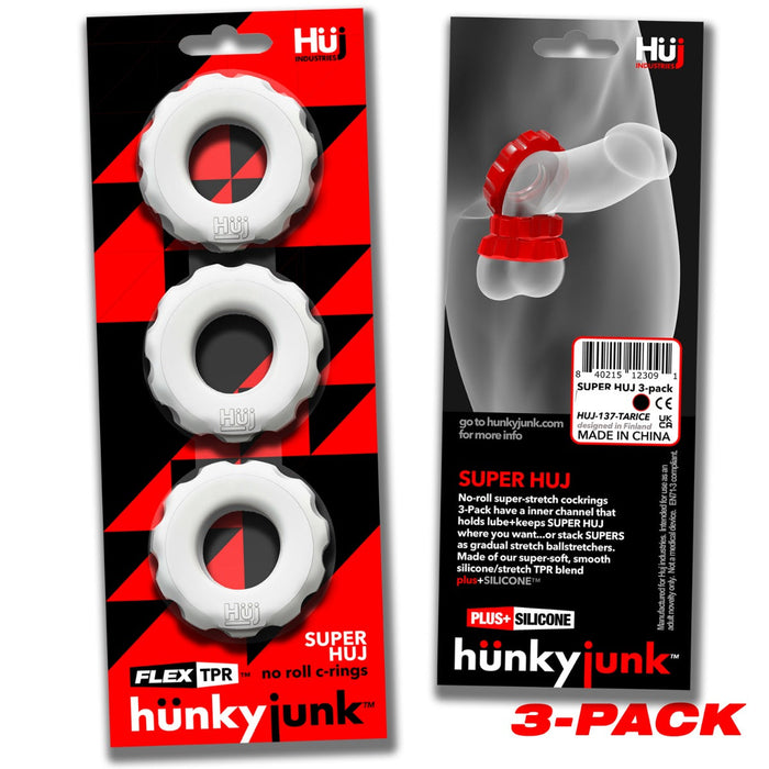 Hünkyjunk - SUPER HUJ 3-pack Cockrings White Ice-Erotiekvoordeel.nl