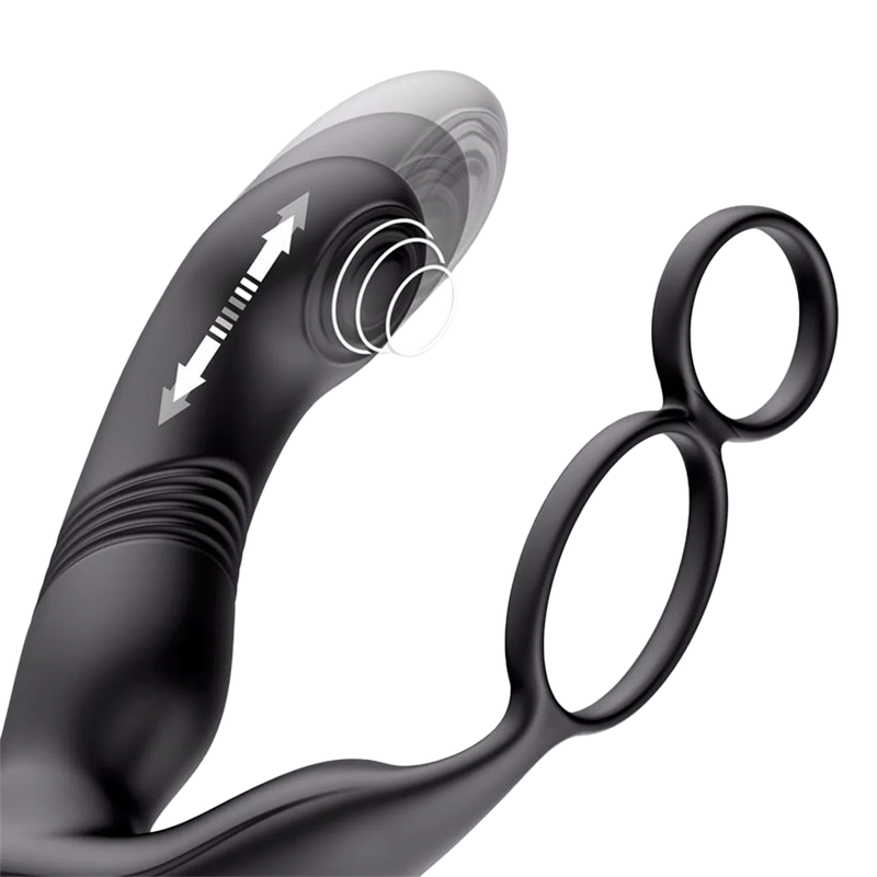 IY - Astex - Massaggiatore prostatico con vibrazione a impulsi e pulsazioni e telecomando - Nero - Erotiekvoordeel.nl