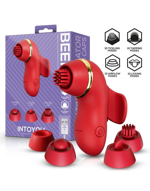 IY - Beeny - Vibratore multifunzionale - Con 4 accessori - Rosso-Erotiekvoordeel.nl