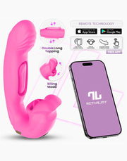 IY - Bimby - Vibratore mordicchiatore e a doppio tapping - Controllo tramite app - Rosa-Erotiekvoordeel.nl