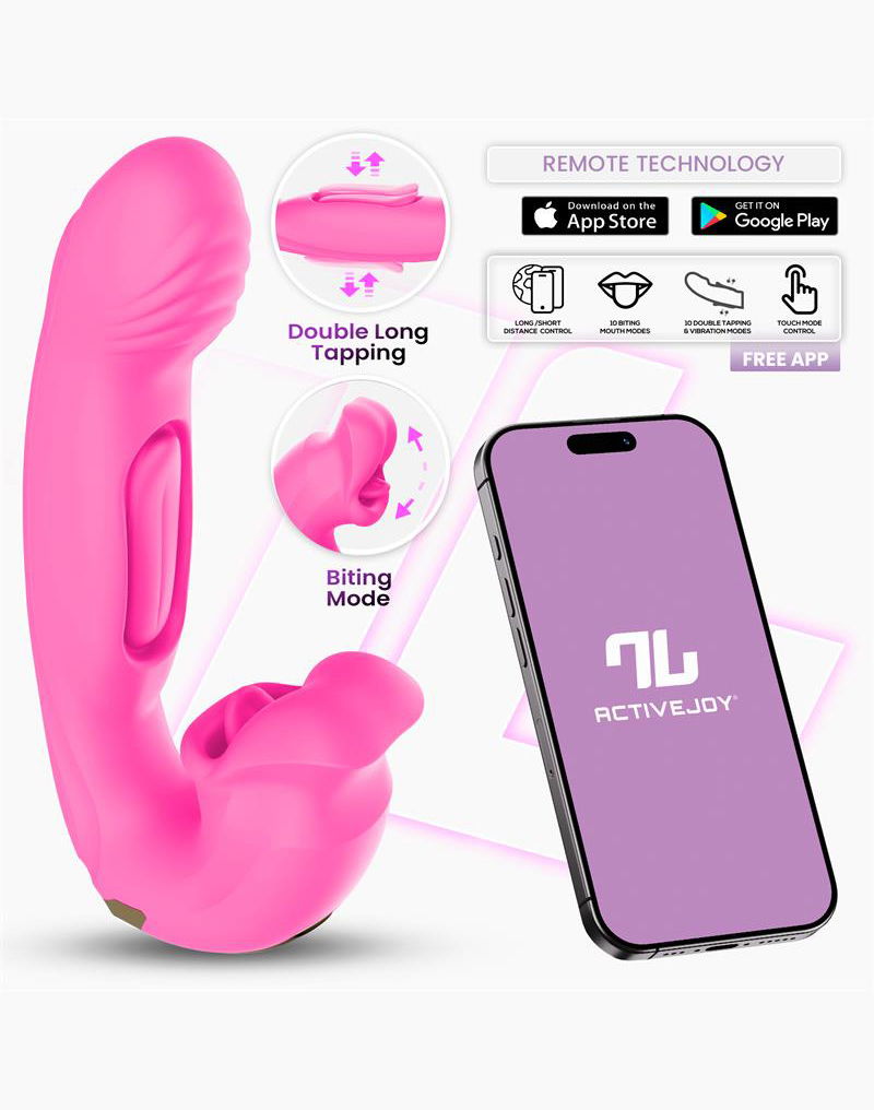 IY - Bimby - Vibratore mordicchiatore e a doppio tapping - Controllo tramite app - Rosa-Erotiekvoordeel.nl