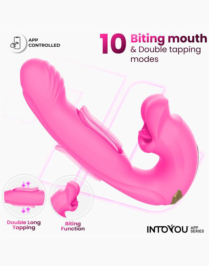 IY - Bimby - Vibratore mordicchiatore e a doppio tocco - Controllo tramite app - Rosa-Erotiekvoordeel.nl