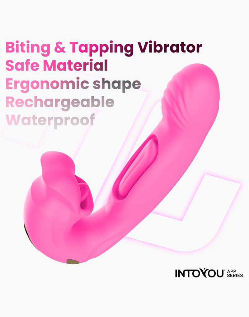 IY - Bimby - Vibratore mordicchiatore e a doppio tocco - Controllo tramite app - Rosa-Erotiekvoordeel.nl