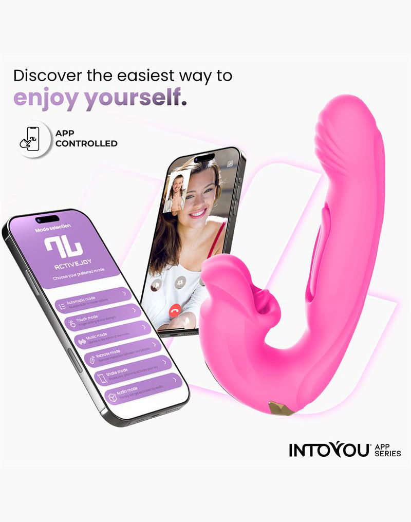 IY - Bimby - Vibratore con funzione di mordicchiata e doppio tocco - Controllo tramite app - Rosa - Erotiekvoordeel.nl