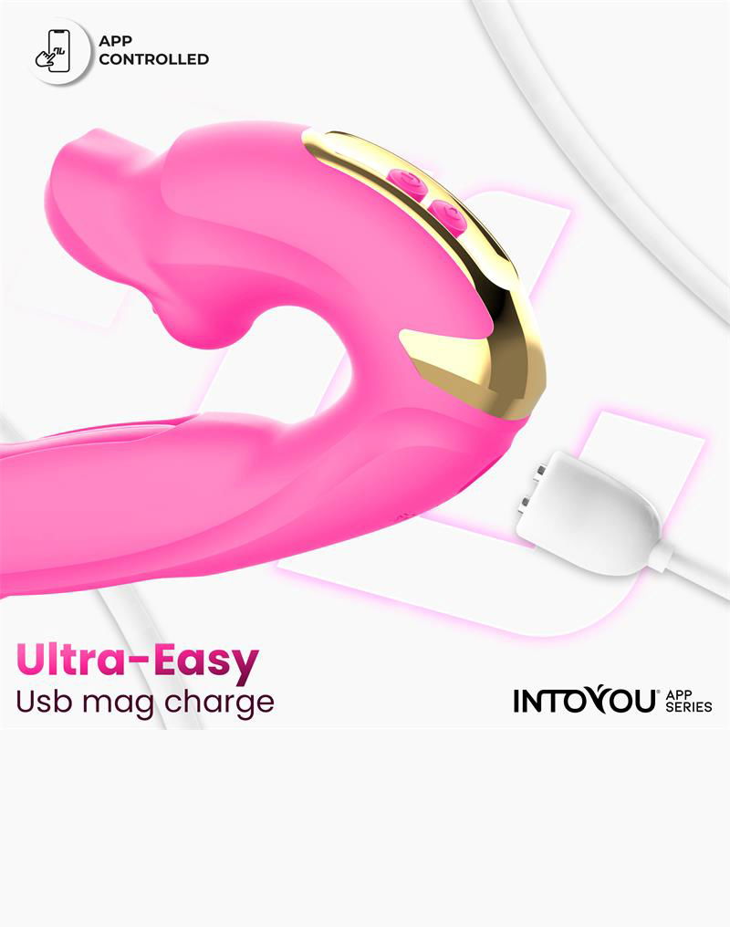 IY - Bimby - Vibratore con funzione di mordicchiata e doppio tocco - Controllo tramite app - Rosa - Erotiekvoordeel.nl