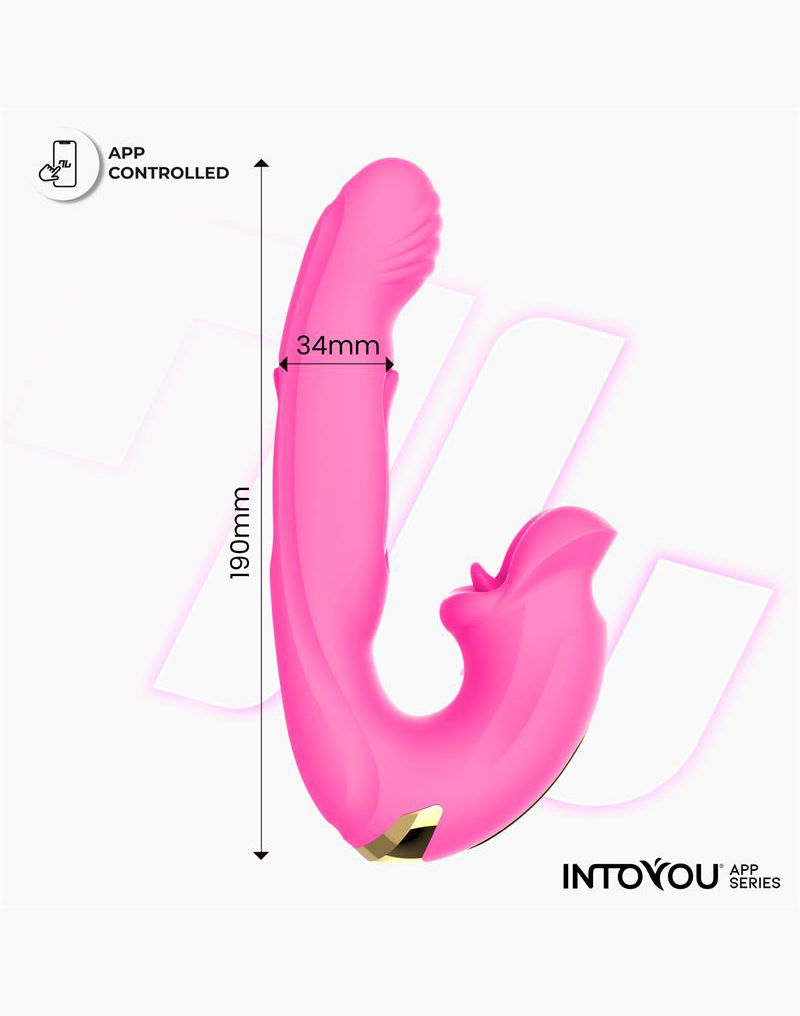 IY - Bimby - Vibratore con funzione mordicchiata e doppio tapping - Controllo tramite app - Rosa-Erotiekvoordeel.nl