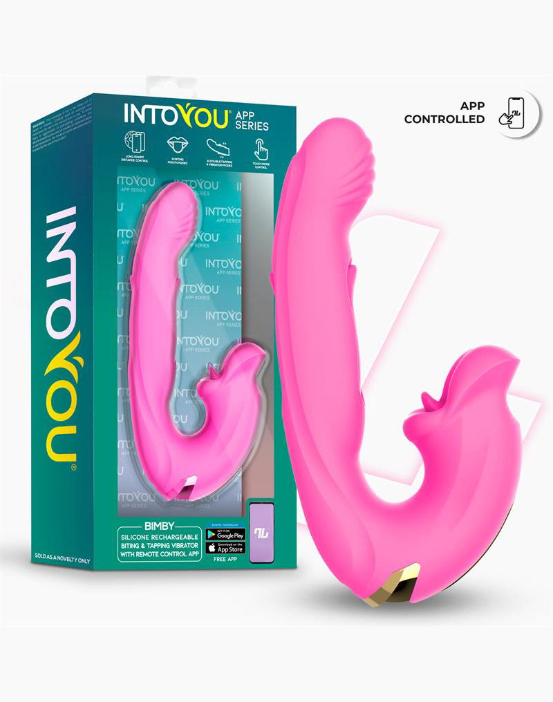 IY - Bimby - Vibratore mordicchiatore e a doppio tocco - Controllo tramite app - Rosa-Erotiekvoordeel.nl