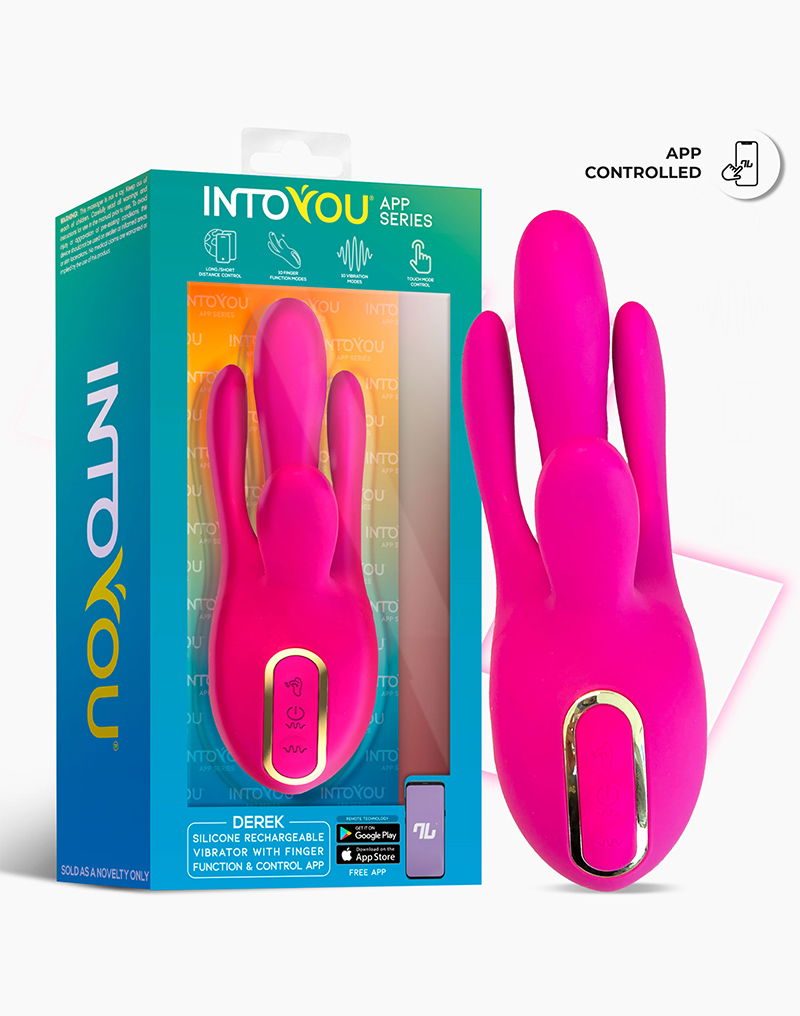 IY - Derek - Vibratore clitorideo - Dita in movimento - 3 motori - Controllo tramite app - Rosa-Erotiekvoordeel.nl