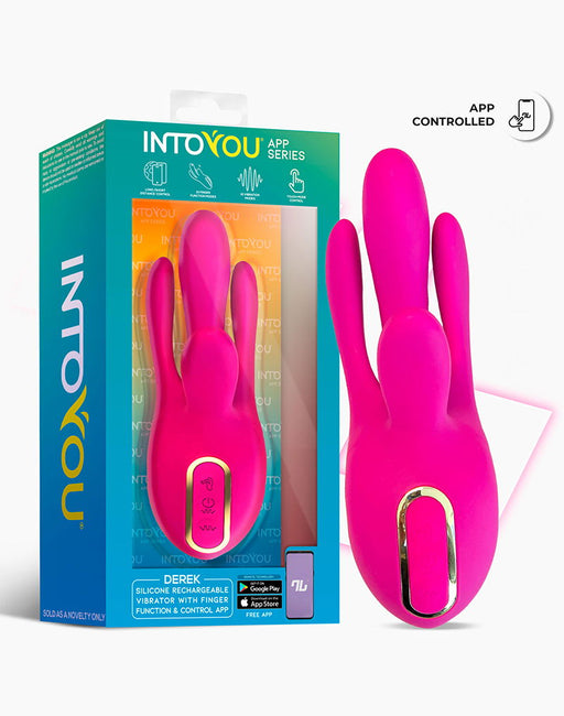 IY - Derek - Vibratore clitorideo - Dita in movimento - 3 motori - Controllo tramite app - Rosa-Erotiekvoordeel.nl