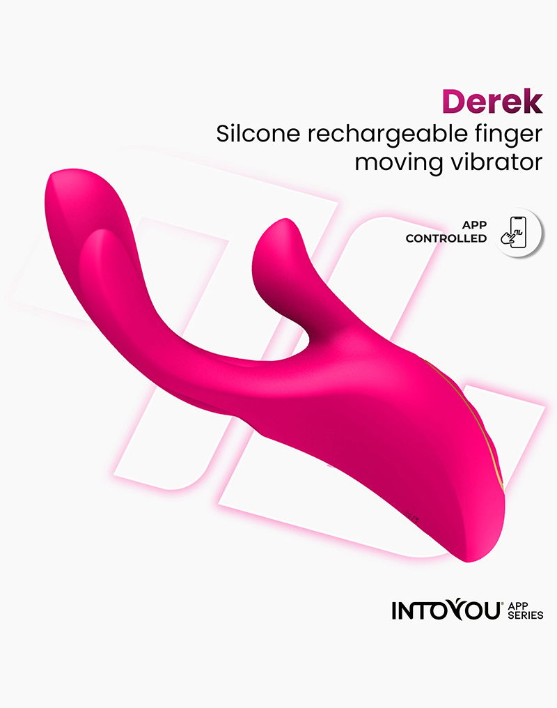 IY - Derek - Vibratore clitorideo - Dita mobili - 3 motori - Controllo tramite app - Rosa-Erotiekvoordeel.nl