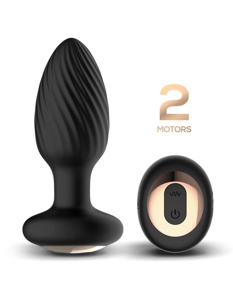 IY Drago - Vibrating Butt Plug - 360° Twister Motion with Remote Control - Black-Erotiekvoordeel.nl
