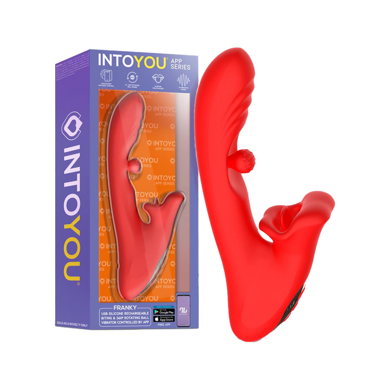 IY - Franky - Vibratore mordicchiatore con sfera rotante - Con controllo tramite app - Rosso-Erotiekvoordeel.nl
