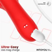 IY - Franky - Vibratore mordicchiatore con pallina rotante - Con controllo tramite app - Rosso-Erotiekvoordeel.nl