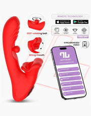 IY - Franky - Vibratore mordicchiatore con pallina rotante - Con controllo tramite app - Rosso-Erotiekvoordeel.nl