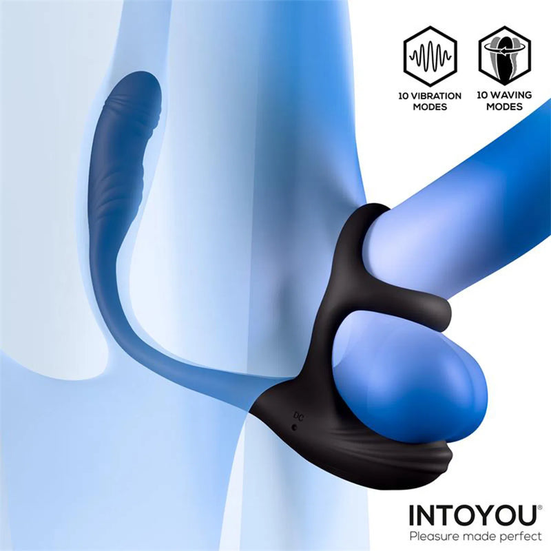 IY - Kamber - Wavy and Vibrating Anal Plug with Cock Ring - Black-Erotiekvoordeel.nl