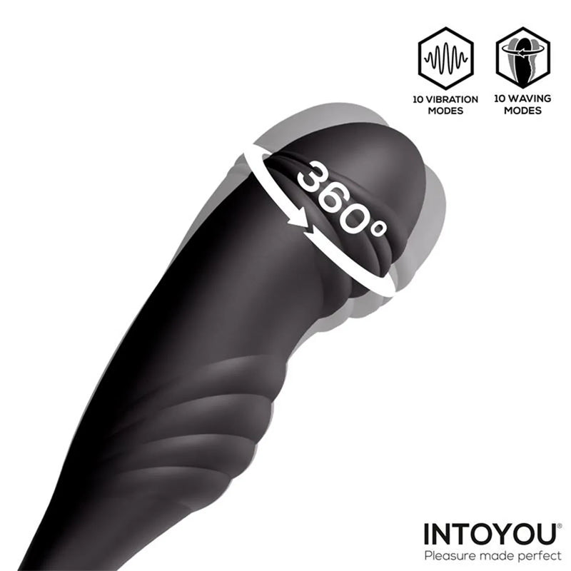 IY - Kamber - Wavy and Vibrating Anal Plug with Cock Ring - Black-Erotiekvoordeel.nl