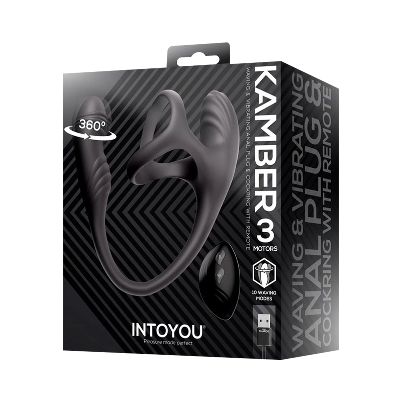 IY - Kamber - Wavy and Vibrating Anal Plug with Cock Ring - Black-Erotiekvoordeel.nl