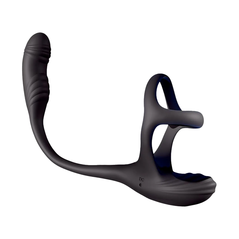 IY - Kamber - Wavy and Vibrating Anal Plug with Cock Ring - Black-Erotiekvoordeel.nl