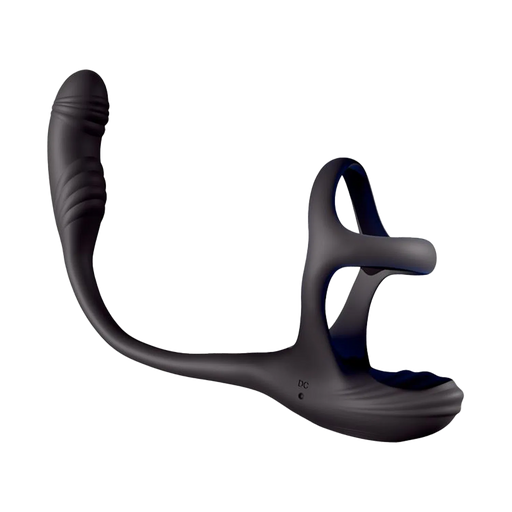 IY - Kamber - Wavy and Vibrating Anal Plug with Cock Ring - Black-Erotiekvoordeel.nl