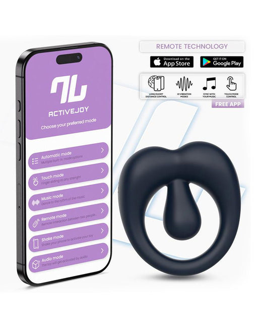 IY - Kenny - Anello fallico con stimolatore clitorideo - Controllo tramite app - Blu notte - Erotiekvoordeel.nl