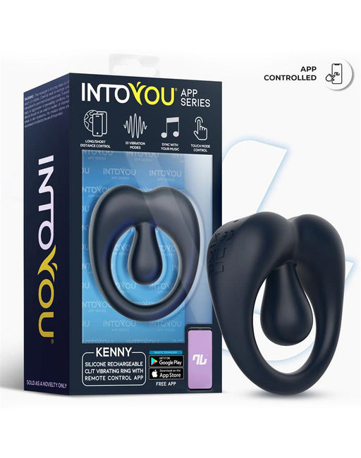 IY - Kenny - Anello fallico con stimolatore clitorideo - Controllo tramite app - Blu notte - Erotiekvoordeel.nl